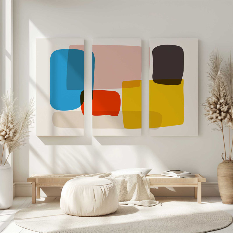 Rectangular Rhapsody | 3 Panel Split Large Canvas Print, 36" H x 54" W