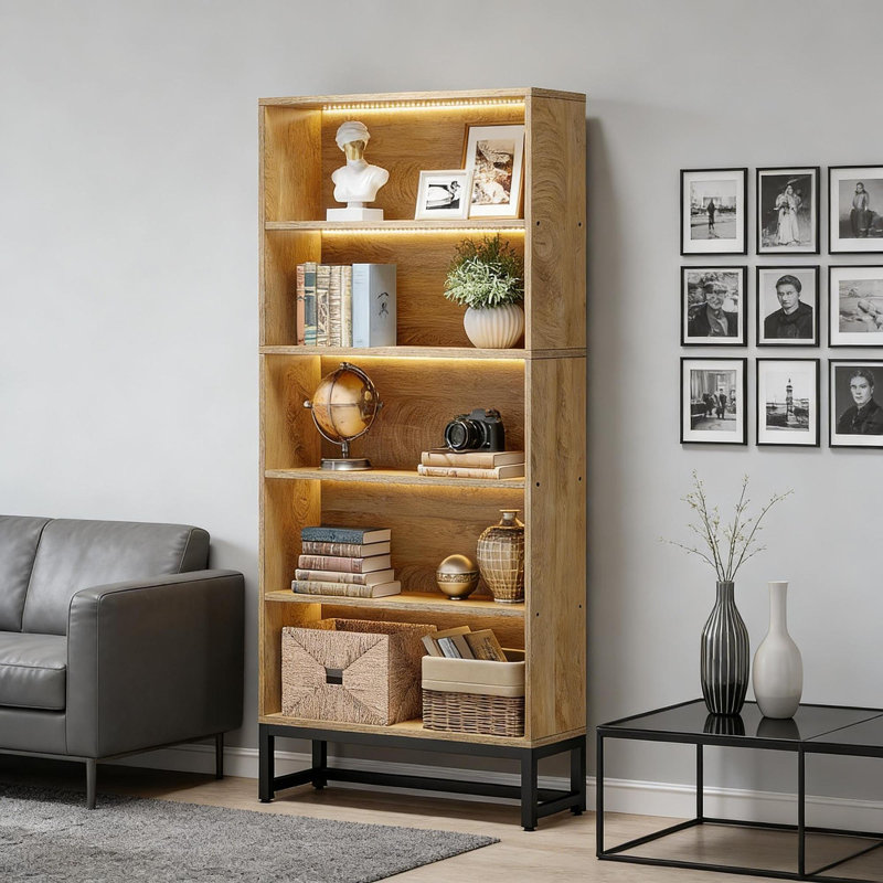 Organisateur de présentation spacieux, bibliothèque, Brun