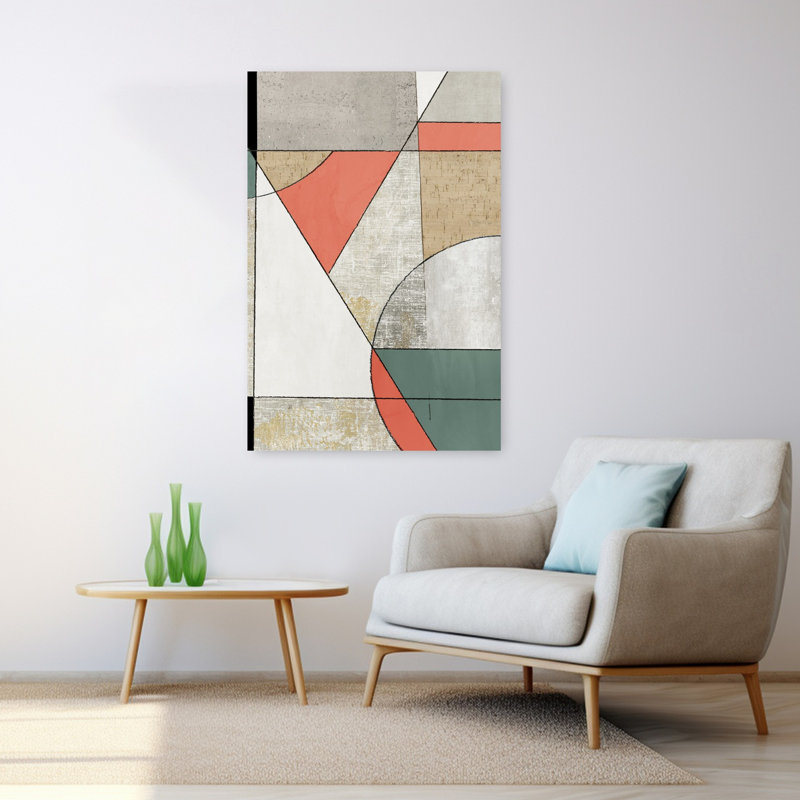 Art moderne abstrait géométrique, H 48 po x l 32 po