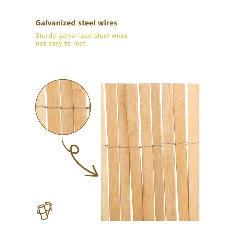Rouleau de clôture en lattes de bambou naturel, 6 pi x 10 pi - Écran d'intimité écologique pour jardin et balcon