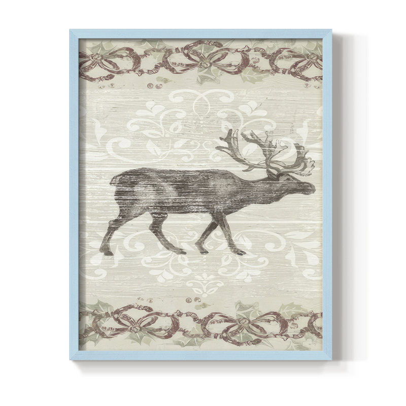 Cabin Christmas Collection B, reproduction encadrée - bois massif, Bleu, H 11 po x l 9 po