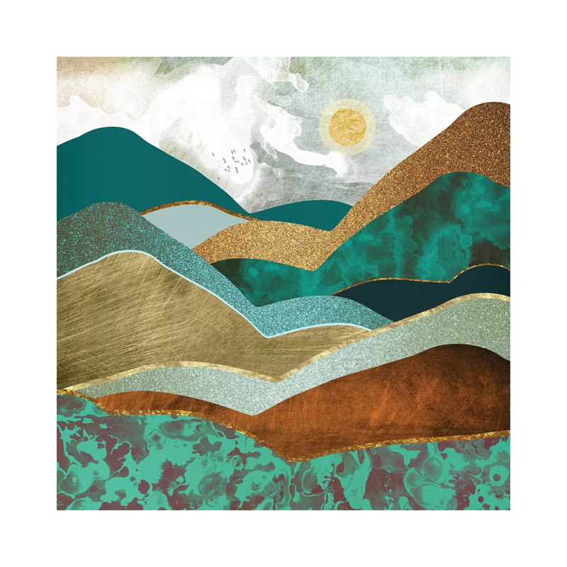 Golden Hills - impression d'art graphique, Pas de tapis, Toile tendue, H 12 po x l 12 po x P 0,75 po