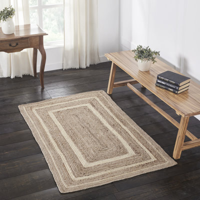 Festive Finds Mulinix Geometric Machine Made Braided Jute/Cotton/Acrylic Area Rug in Natural Cream