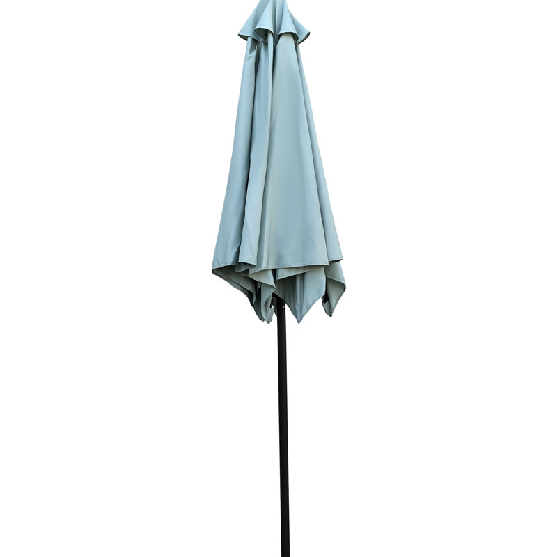 Parasol 9 pi givré - avec mât en acier de 1,49 po de diamètre, inclinaison et manivelle simples, évent de vent, acier de construction protégé, auvent facile à utiliser