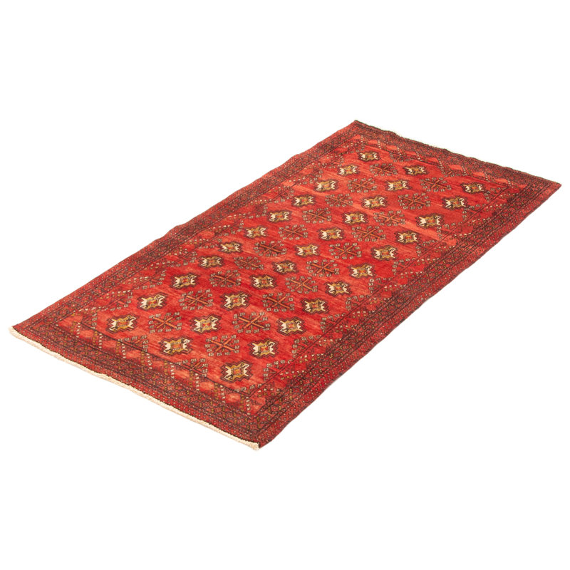 Tapis rouge en laine noué à la main 3 pi 3 po x 6 pi 3 po Teimani