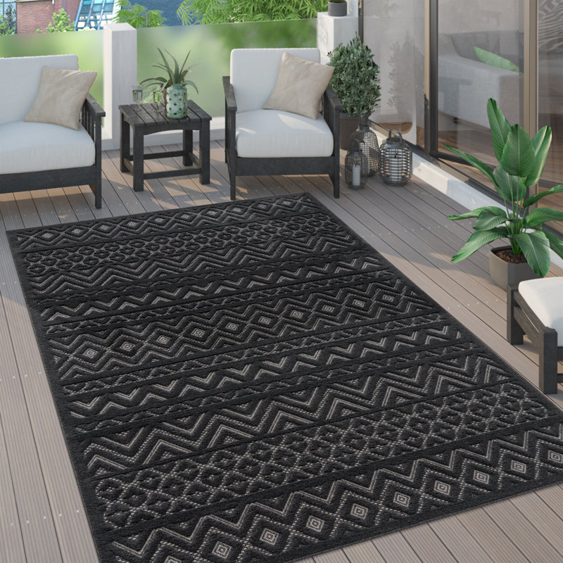 Tapis intérieur / extérieur en polypropylène tissé à la machine Jaiprkesh, Rectangle 6 pi 7 po x 9 pi 3 po