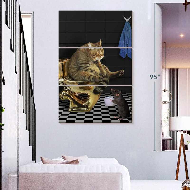Ketti Cat And Rat Toilet Time, 74" H x 48" W