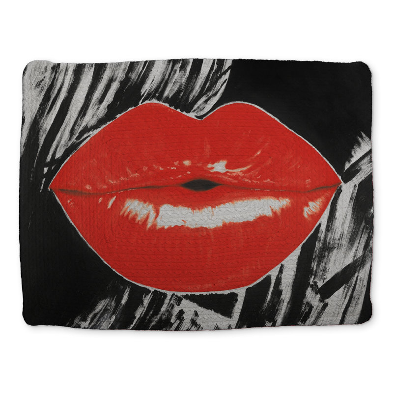 Retro Pouty Lips Braided Polyester Placemat | Home Decor