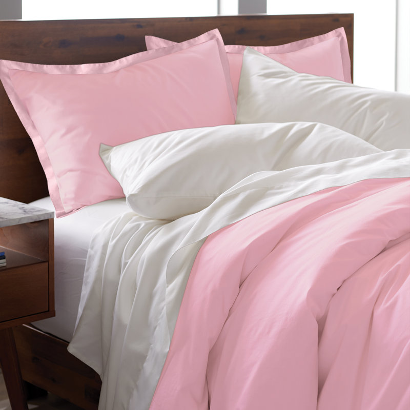 Ensemble de housse de couette 100% coton EJ Classic Premium, respirant, frais et frais, Rosé