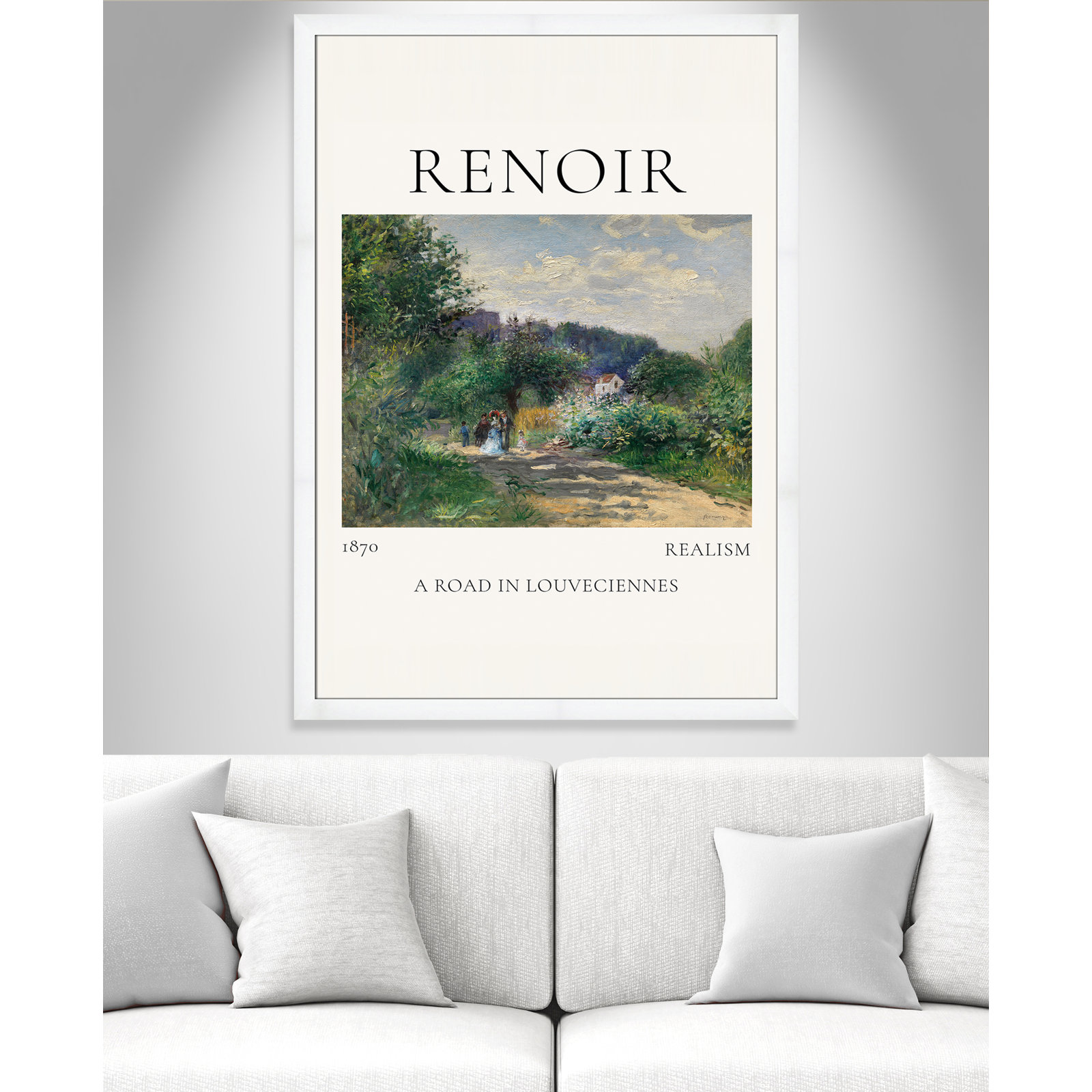 Rocchetto "A Road in Louveciennes" Print, White Single Picture Frame, No, 49" H x 35" W x 1.25" D