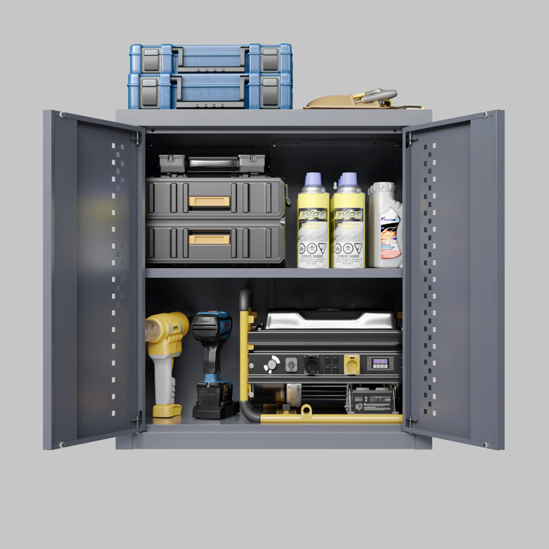 Armoire de garage murale en métal, porte-outils flottant avec porte Roomfitter, acier, gris