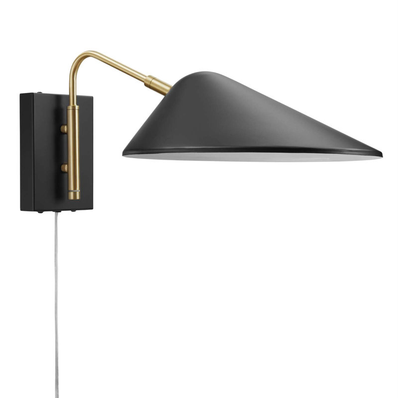 Black and Gold Adjustable Swing Arm Wall Sconce