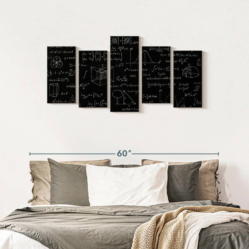 Ensemble de 5 équations sur toile, H 24 po x l 49 po x P 1,25 po
