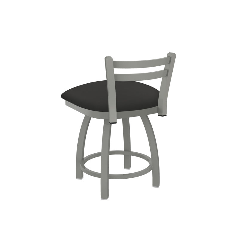 Tabouret de coiffeuse en métal Jackie, Nickel anodisé, Vinyle - Fer Canter