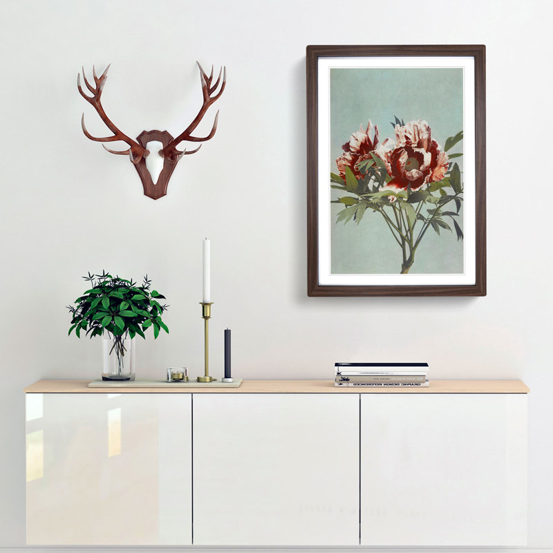 Tree Peony by Kazumasa Ogawa - Picture Frame Painting Print, 36cm H x 27cm W x 2cm D, Walnut Framed