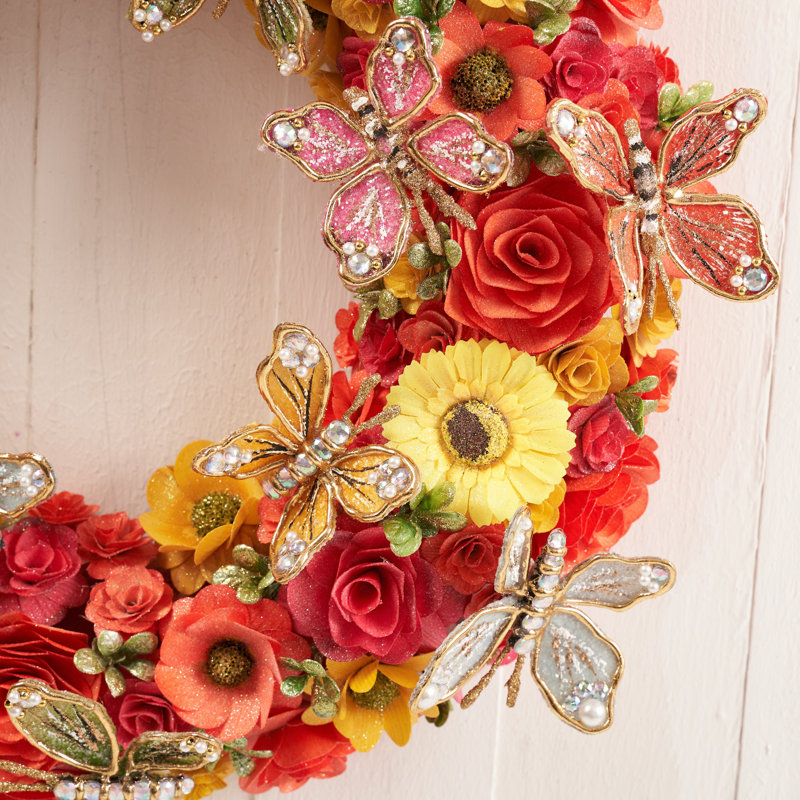 Couronne en bois 21 po avec papillon