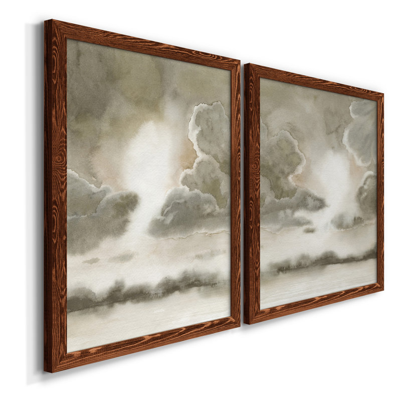 Sépia ciel I - ensemble de 2 cadres photo, H 43,5 po x l 31,5 po x P 1 po, Toile avec cadre en noyer