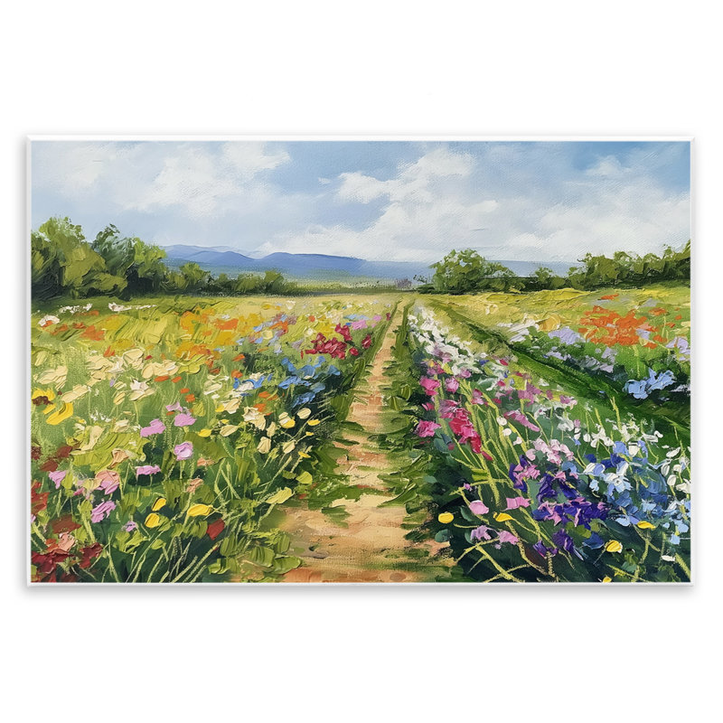  Bright Hued Wildflower Path Wall Plaque Art by LSR Design Studio, H 13 po x l 19 po