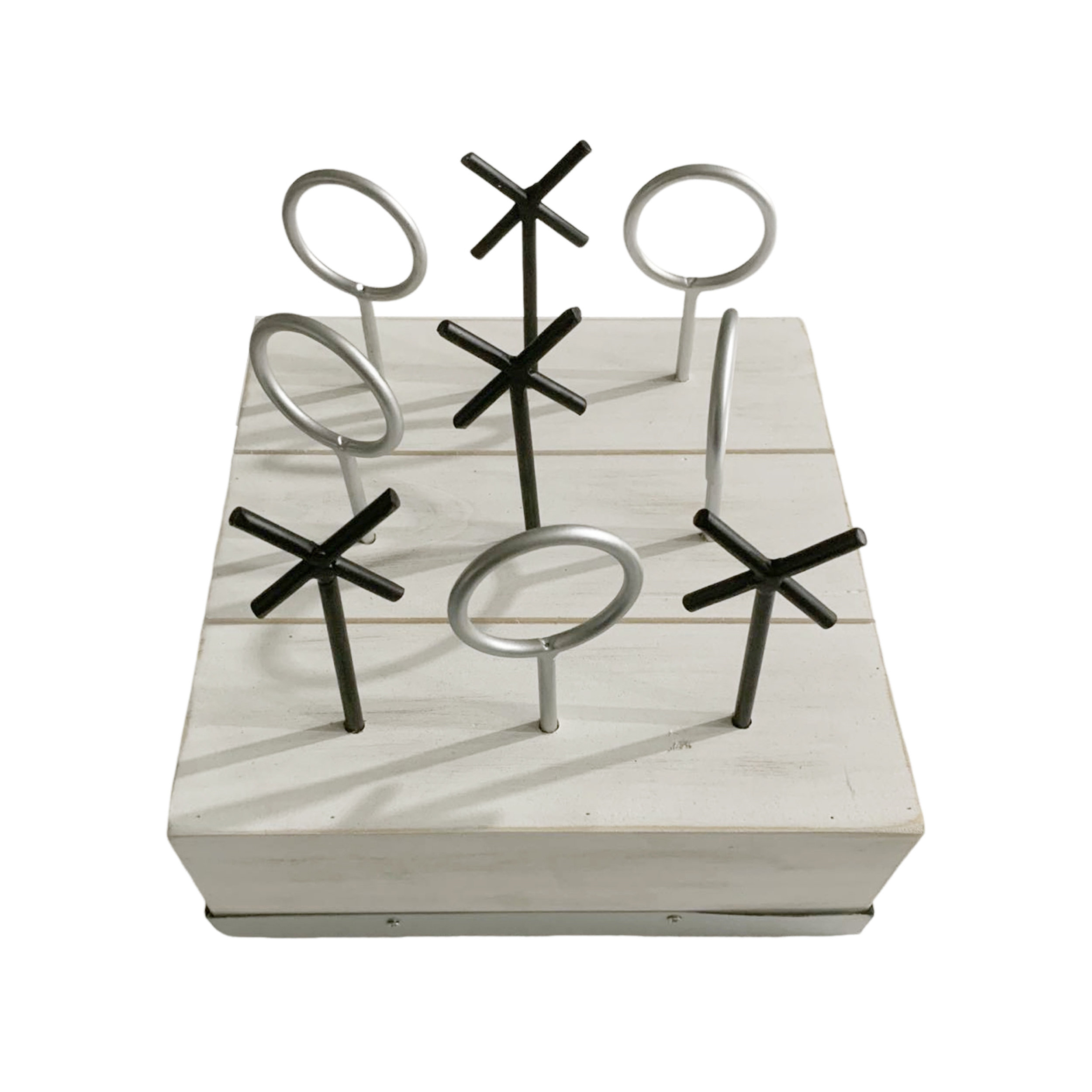 VIP INTERNATIONAL VIP Wood 10 in. White Tic Tac Toe Table Game ...