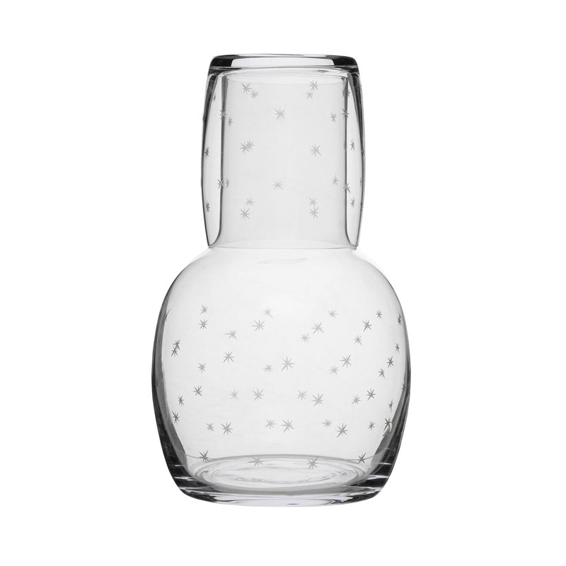 2 - Piece Crystal Carafe Set, Clear/Black