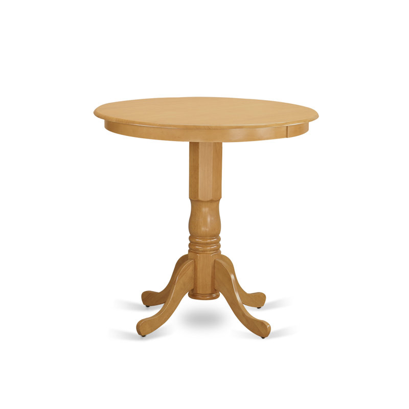 5 Piece Counter Height Dining Table Set Includes a Round Kitchen Table with Pedestal and 4 Dining Chairs, Oak, Oak