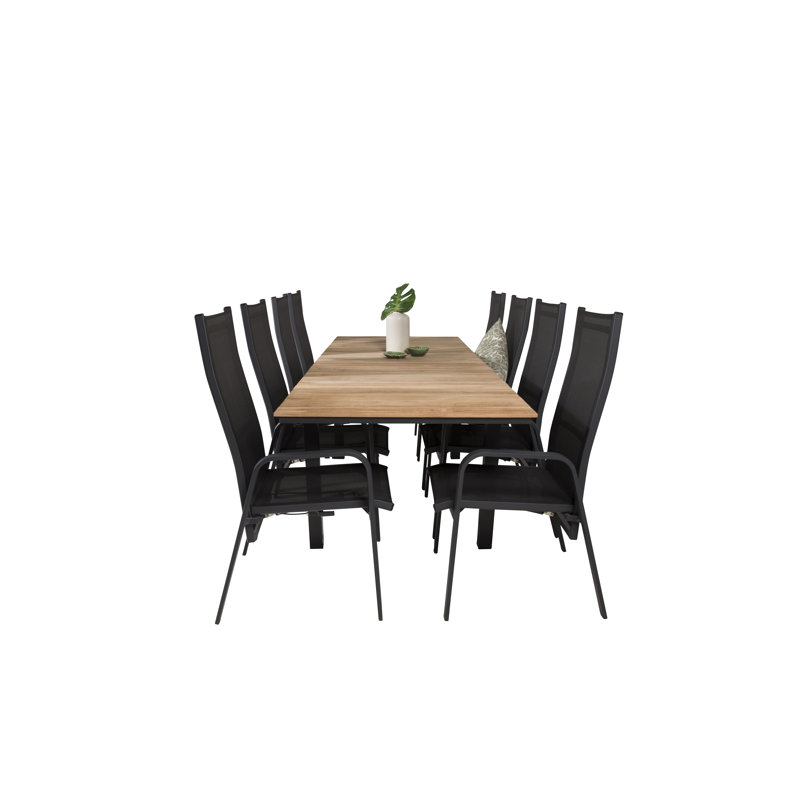 Anoki 8 - Person Teak Patio Dining Set with Extendable Rectangular Table