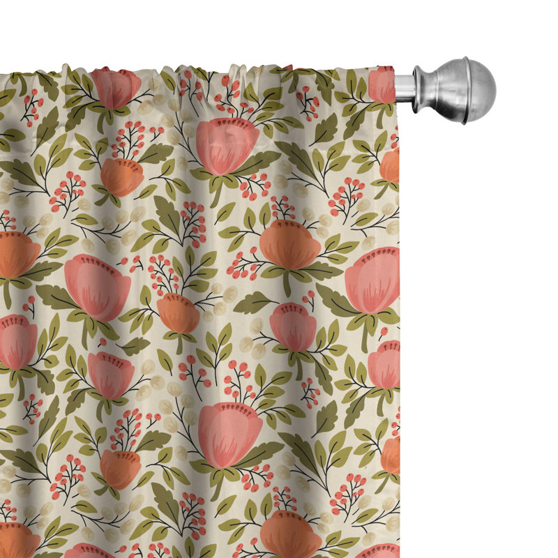 Floral Semi-Sheer Rod Pocket Curtain Panels, 28" x 84"
