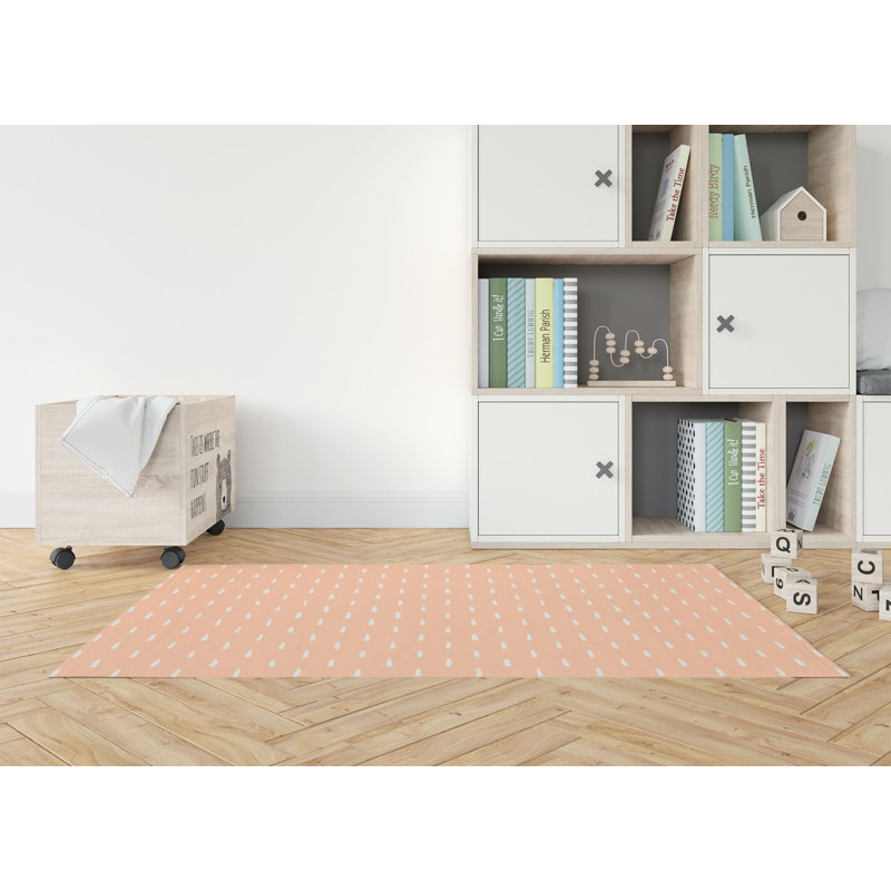 Long Drop Kids Play Mat, Rectangle 36" x 60", Peach/Orange