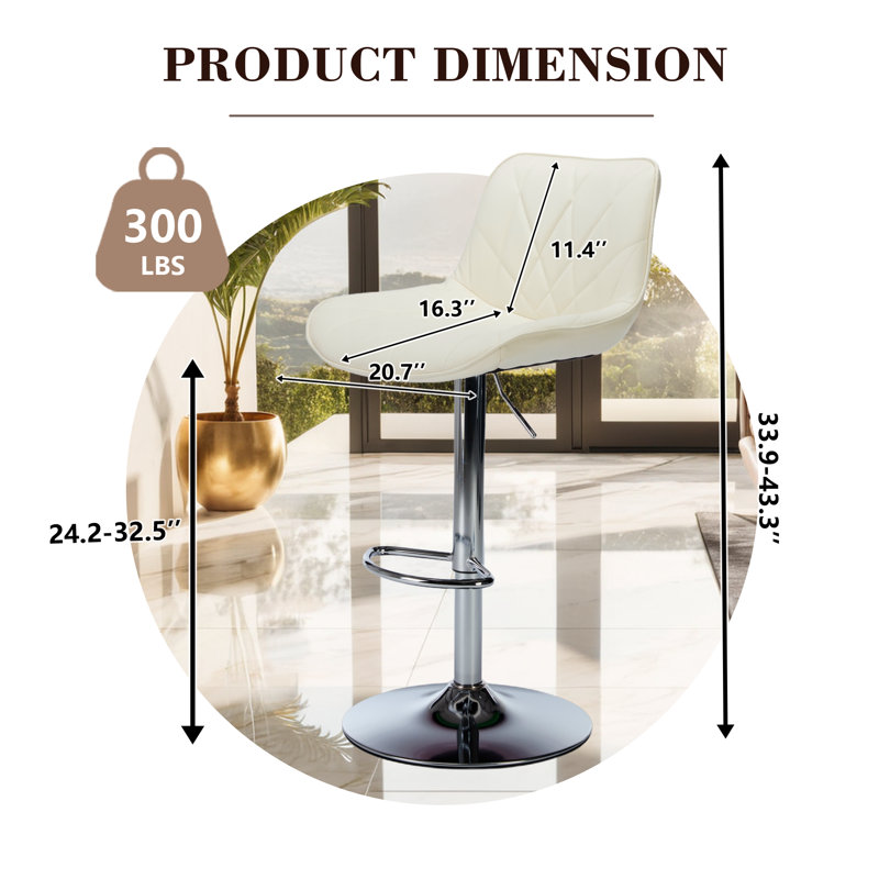 Ensemble de 8 tabourets de bar pivotants à hauteur de comptoir Modern, Crème, crème