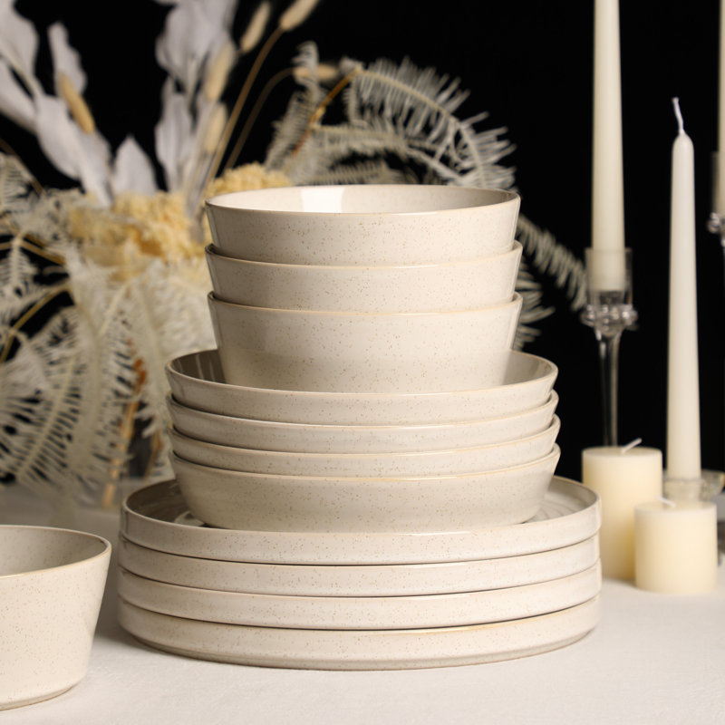 Stone Lain Claire 24-Piece Dinnerware Set Stoneware, White