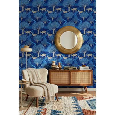 Adhésif mural bleu à motif de peler et coller