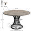 Table de salle à manger campagnarde ronde de 47 pouces avec base en sablier, finition en bois gris pour les intérieurs rustiques modernes