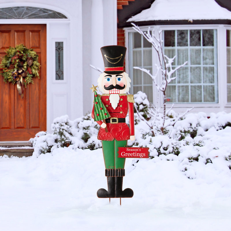 36" H Metal Nutcracker Yard Stake and Wall Decor