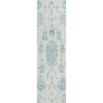 Caspar Floral Wool Blue Area Rug