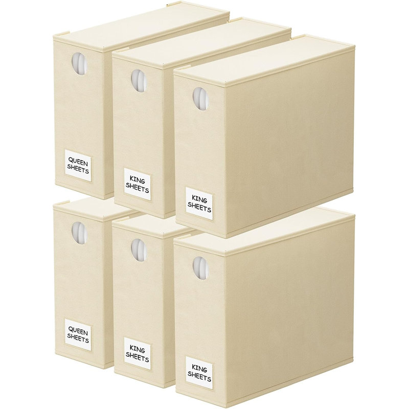 6-pack Foldable Bed Sheet Organizers With Window – Xl Storage Containers For Queen & King Size Sheets, Linen Closet Sheet Folder Keepers