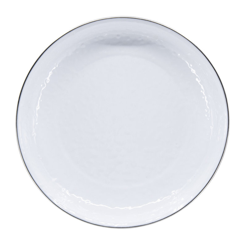 Swirl Enamelware Pasta Plate, Solid White Textured