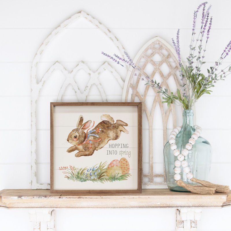 Sauter dans un lapin de printemps blanc, H 4 po x l 4 po x P 1 po