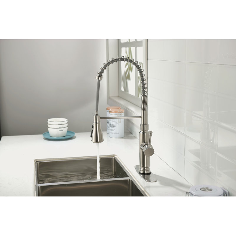 Kitchen Faucets Commercial Single Handle Single Lever Pull Down Sprayer Spring Kitchen Sink Faucet