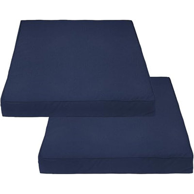 Square Outdoor Cushion Covers For Patio Furniture Sets, Water, Tear & Uv Resistant Polyester Cushion Slipcover With Zippers (pack Of 2) (16" W X 16" D X 4" Thick, Navy Blue)