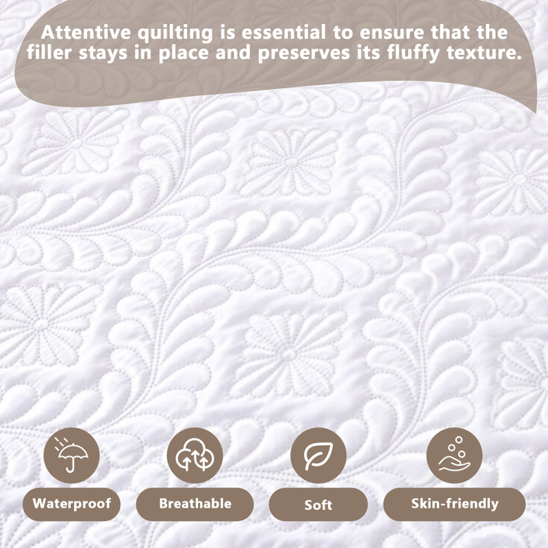 Waterproof Mattress Protector Quilted Mattress Cover Breathable Mattress Protector Deep Pocket, Queen