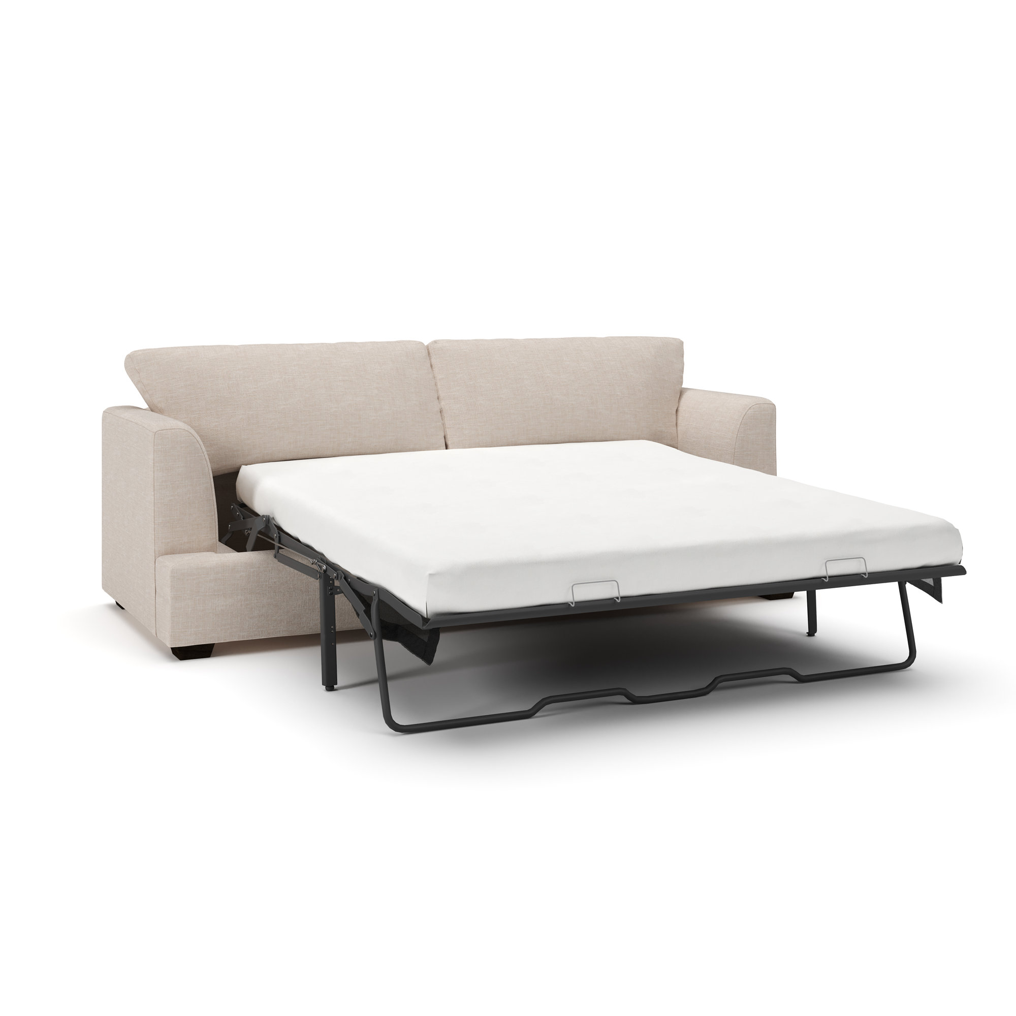 Edan Upholstered Queen Sleeper Sofa, Lena Sand Performance Linen Blend