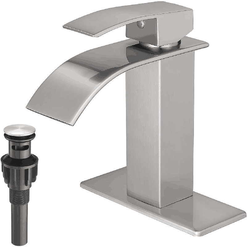 Robinet pour salle de bain à 1 trou en nickel brossé