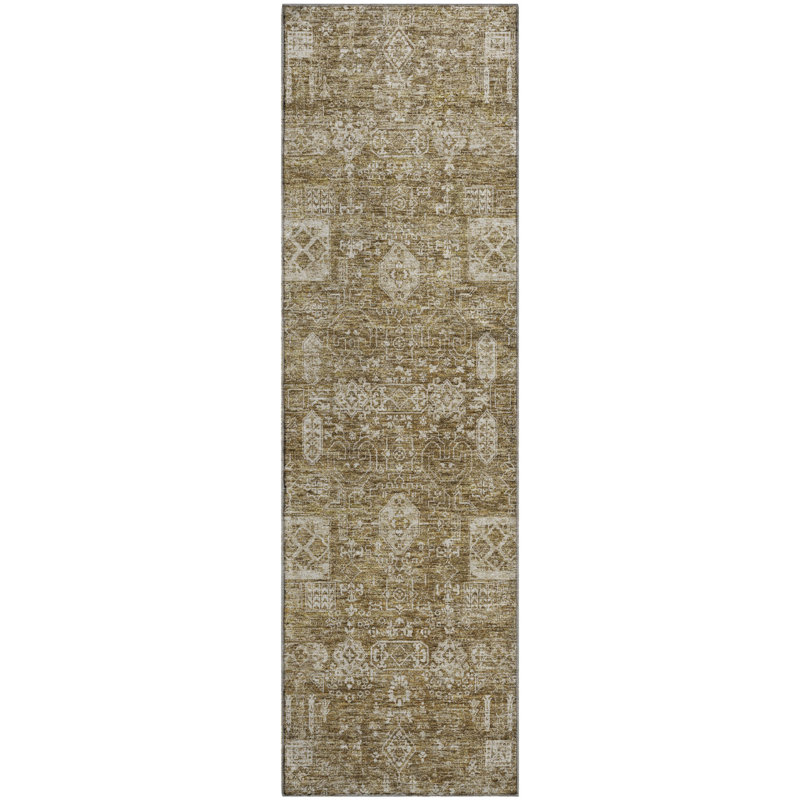 Premium Machine Washable Cerrito Brown Rug, Runner 2'3" x 7'6"