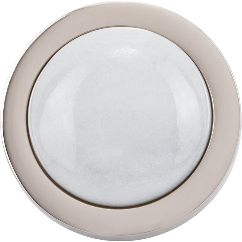 Firesky Diameter Knob, Polished Nickel, Carrara White