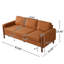 Canapé 3 places de 83,86 po, accoudoirs courbés avec pieds en bois massif intégrés, tissu en velours de peluche, capacité de poids élevée (siège de 250 lb), structure en bois massif durable