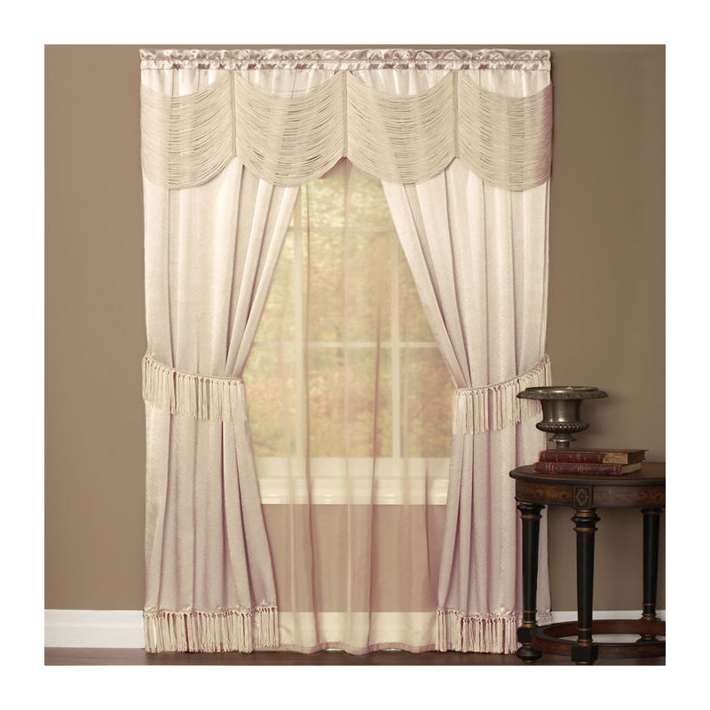 Mortimer Semi Sheer Curtain Pair, 56" W x 84" L, Ivory