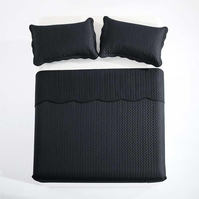 Ensembles de courtepointe en microfibre gaufrée pour grand lit | Couvre-lit de qualité hôtelière, Gris anthracite