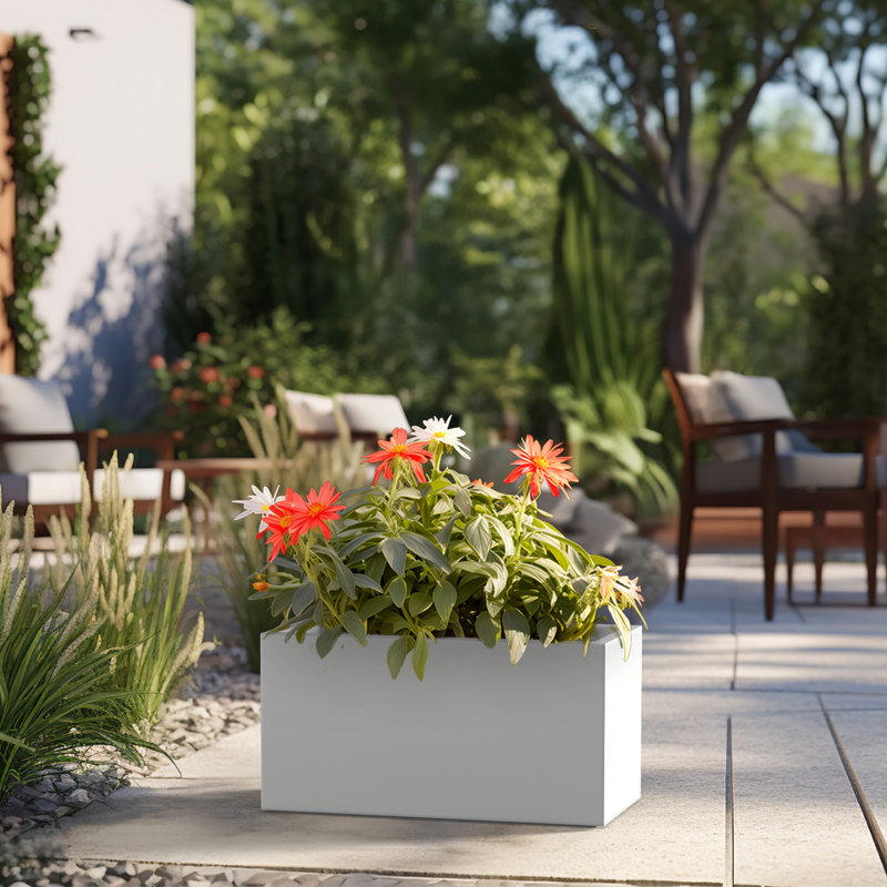 Boîte à fleurs faite à la main Lapria, Jaune pâle, H 12,5 po x l 23,5 po x P 12 po