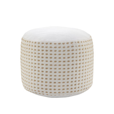 Mirabelle Handmade Jute/Cotton Upholstered Ottoman Pouf