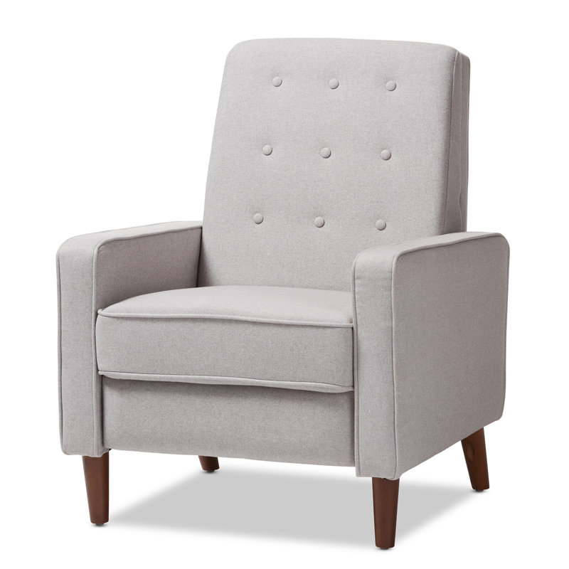 Mathias Light Gray Manual Reclining Mid-Century Arm Chair